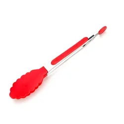 Premium Silicone & Stainless Steel Kitchen Tongs - Non-Slip Cooking & BBQ Tool (Red)