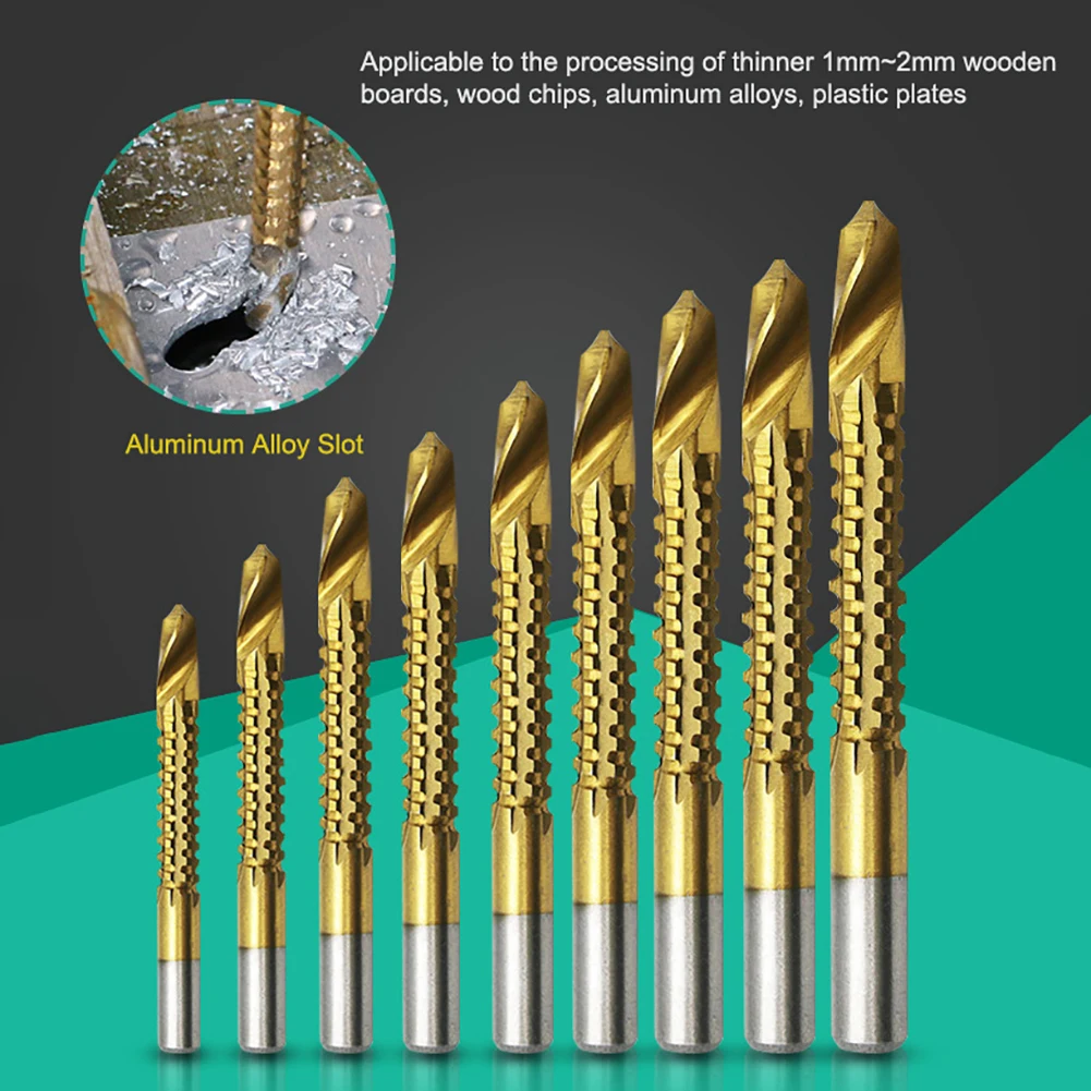 

10pcs 3-13mm High-Speed Steel Titanium Coated Twist Drill Bit Hole Saw Grooving Set Cut Groove Drill Bit For Wood Plastic Punch