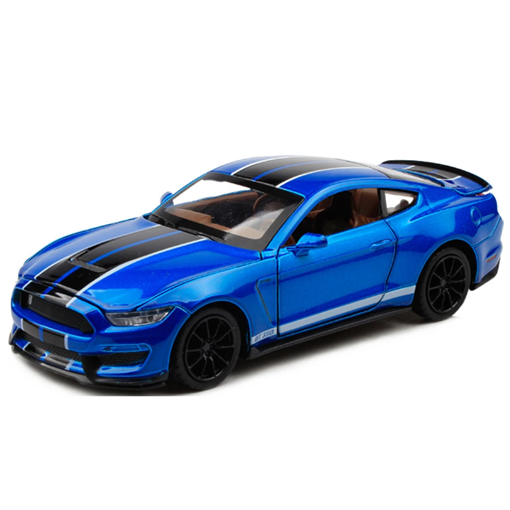 1:32 High Simulation Supercar Ford Mustang Shelby GT350 Car Model Alloy Pull Back Kid Toy Car 4 Open Door Children's Gifts Baby