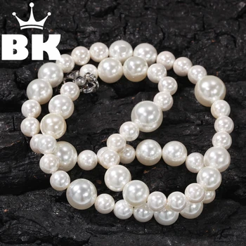 

Round particles necklace for women Multi layer simulated pearl bib beads African bead jewelry Clam pearls necklace