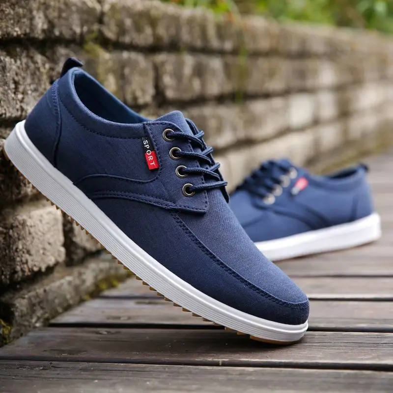 vandring morgenmad uophørlige Slip Resistant Shoes For Men Navy Blue Sneakers Teen Boys Casual Lace Up  Canvas Sneakers Cheap Student Shoes Comfortable - AliExpress