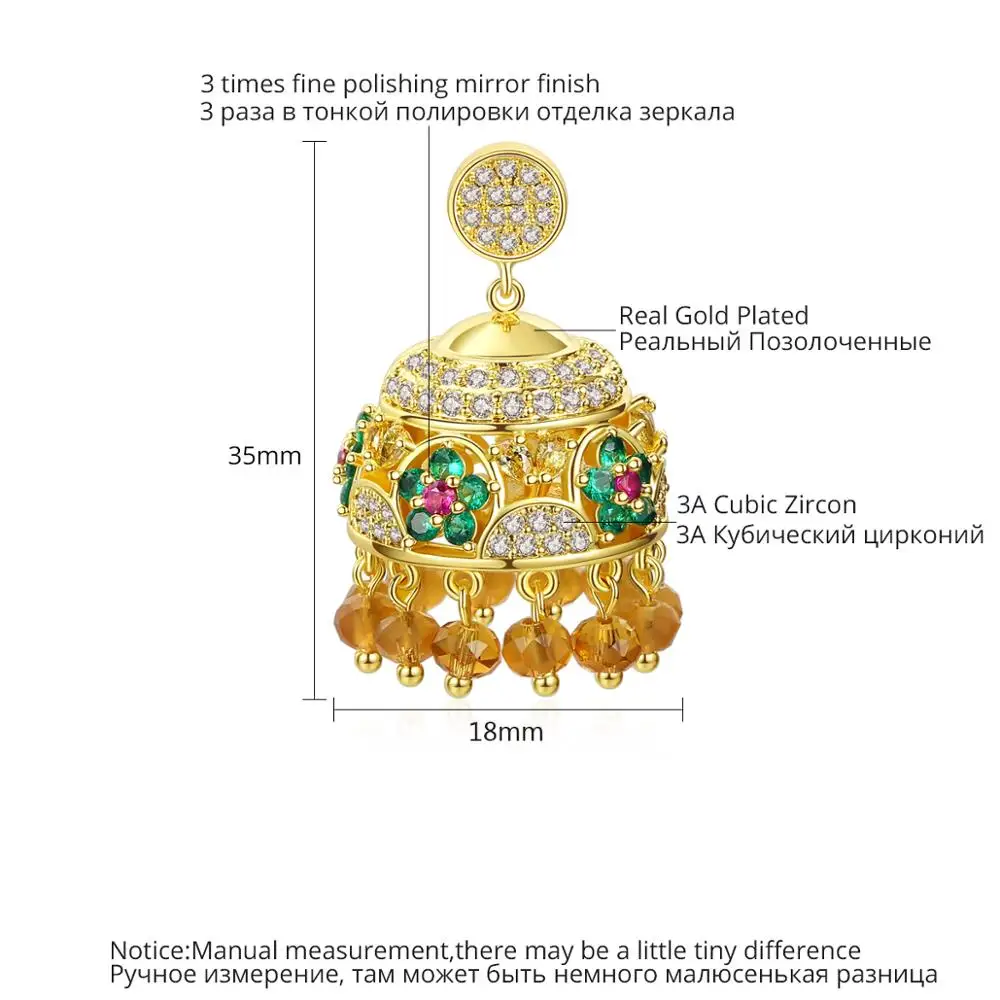 LUOTEEMI богемные индийские Jhumka бусины кисточкой цветок висячие серьги для женщин Свадебная вечеринка свадебные модные украшения Рождественские подарки