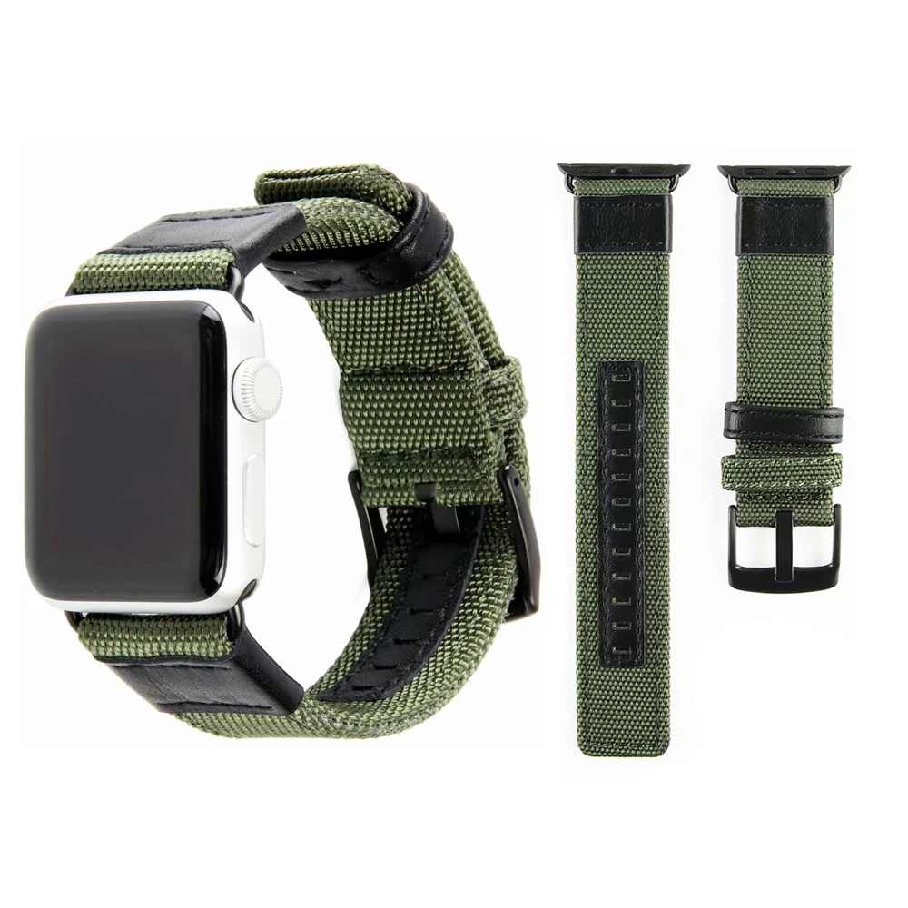 Тканый нейлоновый ремешок для часов Apple Watch 42 мм 38 40 44 кожаный наручных браслетов
