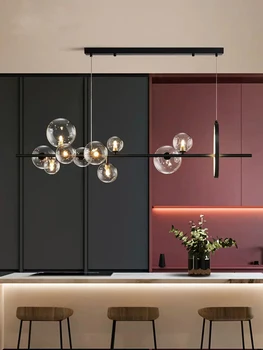 

Nordic Light Luxury Creative Restaurant Bar Counter Dining Room Modern Simple Art Glass Combination Chandelier Long