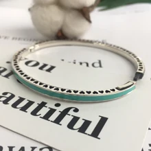 925 пробы Серебряный Классический мятный Сияющий браслет в виде сердец для женщин модные украшения DIY