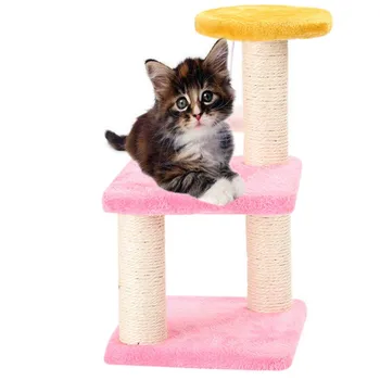 

Pet Sisal 3 Layer Cat Climbing Frame Tower Scratching Posts Plush Mouse Furniture Tree Play Interactive Cute Toys