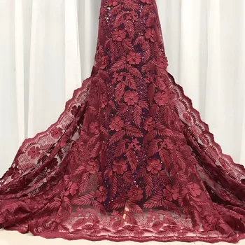 

2020 high quality African guipure lace fabric hollow Nigeria water soluble rope lace fabric for party sewing J40221