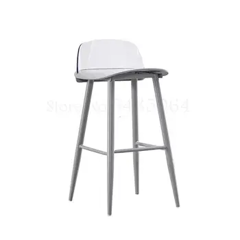 

Transparent Backrest Bar Chair Modern Minimalist Wrought Iron Leisure Nerd High Stool Milk Tea Shop Front Desk Nordic Bar Chair