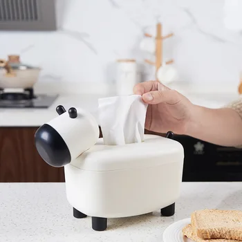 

Household cute cartoon lamb tissue box roll paper pumping general tissue desktop storage box with toothpick