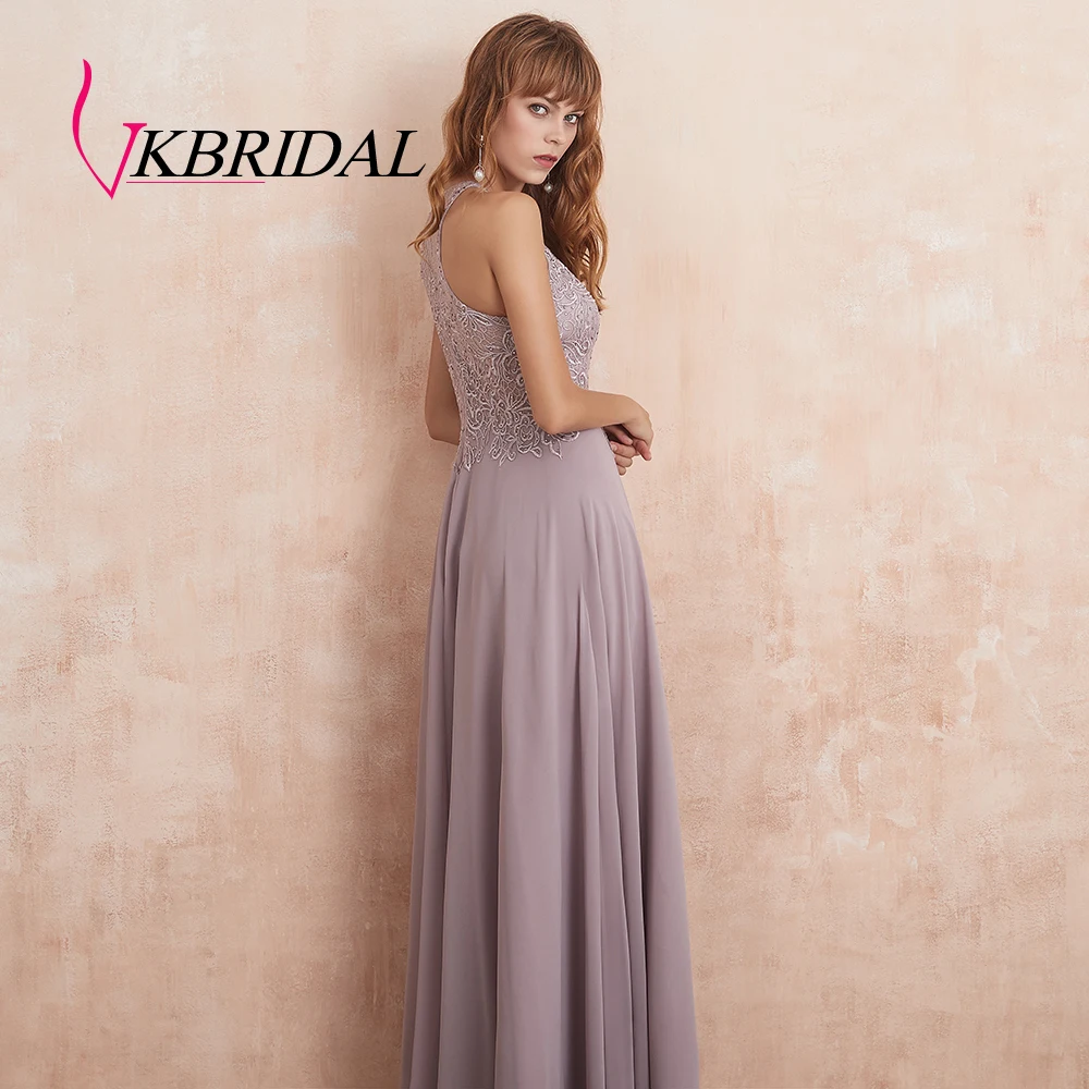 VKbridal шифоновое платье для подружки невесты длинное кружево с бисером кристалл свадебные праздничные платья иллюзия халат hond'honneur