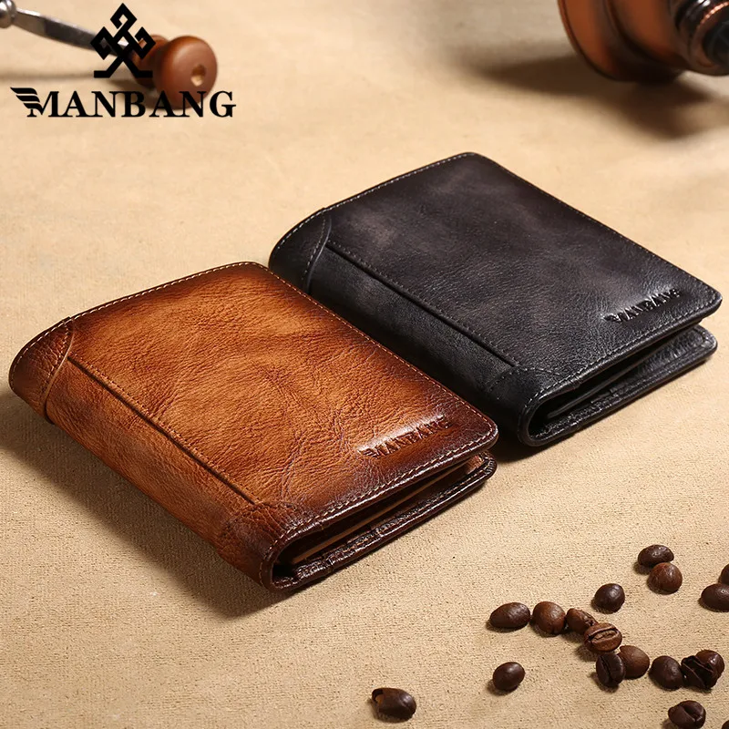 Retro Purse Card-Holder Pocket Male Wallet Small Mini Genuine-Leather High-Quality HOT