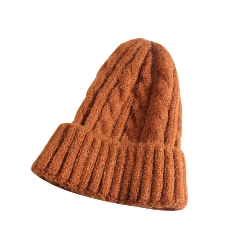 Женская шапка унисекс из смесового хлопка, однотонные теплые мягкие вязаные шапки в стиле хип-хоп, мужские зимние шапки, женские шапочки для девочек