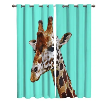

Giraffe On A Fresh Green Background Window Curtains Dark Curtain Rod Living Room Indoor Drapes