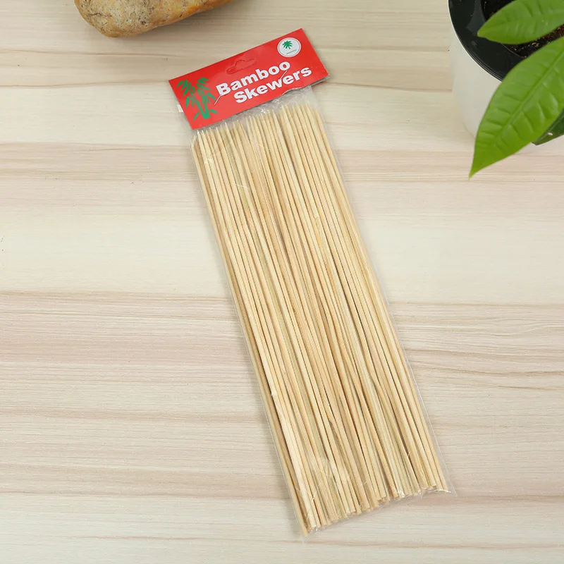 Sturdy Bamboo Skewer Sticks BBQ Fruit Shish Kebab Natural Wood 25cm Sticks Barbecue Stick barbecue skewers bbq grilling accessories