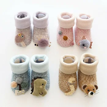 

2020 New Cartoon Animals Newborn Kids Baby Girl Boy Anti-Slip Crawling Warm Socks Slipper Shoes Boots 0-36 Months
