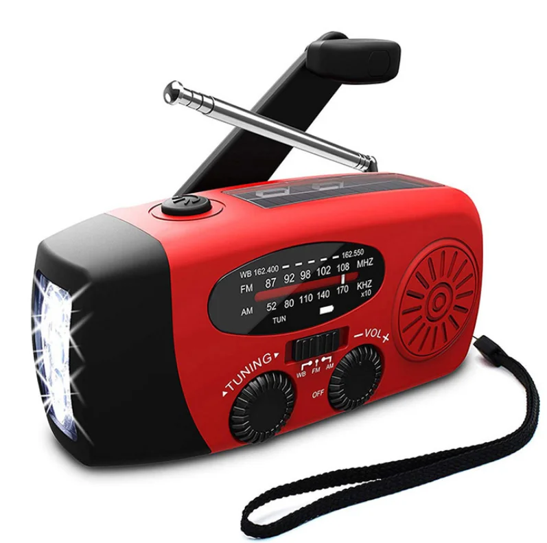 

Multifunctional Hand radio Solar Crank Dynamo Powered AM/FM/NOAA Weather Radio Use Emergency LED Flashlight and Power Bank