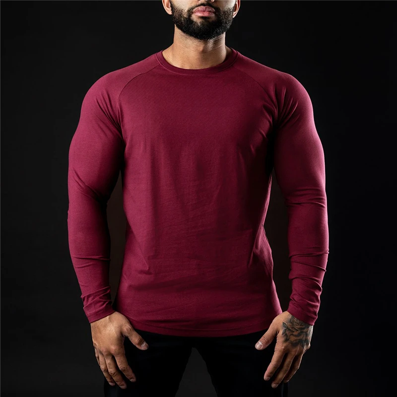 Men's Tee Shirt Slim Fit O Neck Long 