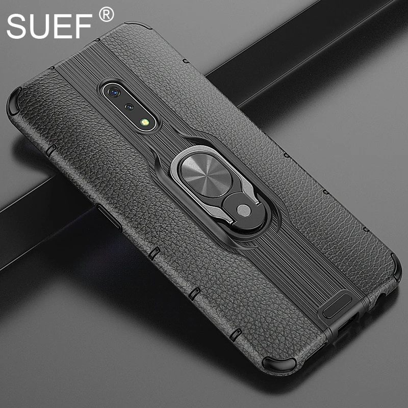 

SUEF New Arrivals Hard PC+ Soft TPU Back Cover Case For OPPO K3 Realme X Phone Bag Cases With Finger Ring Kickstand Coque