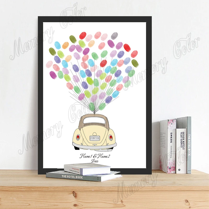Message Book Personalized Couple Name Wedding Date Wedding Car Fingerprint DIY Signature Guestbook For & Engagement Decoration