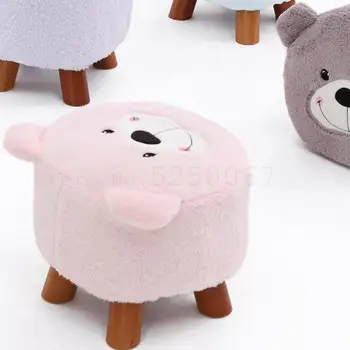 

Small Stool Solid Wood Cartoon Creative Cloth Art Children's Tea Table Stool Household Small Chair Sofa Stool For Shoes