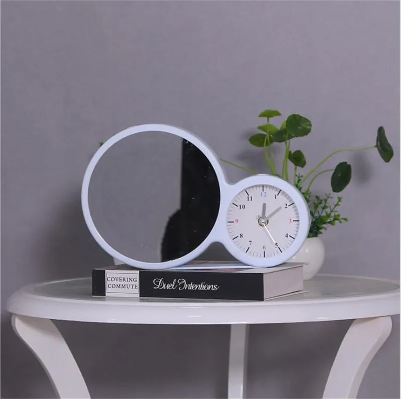 Sublimation Alarm Clock with LED Light Round Magic Mirror 3D Photo Frame Desk Decoration Bedside Smart Clocks