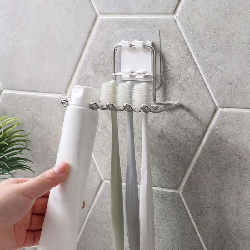 1PC Wall Mounted Stainless Steel Toothbrush Holder Bathroom Tooth Brush Toothpaste Razor Organizers Stand Accessories | Дом и сад