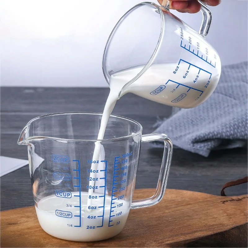 250/500ml Glass Measuring Cup Milk Jug Heat Resistant Glass Cup Measure