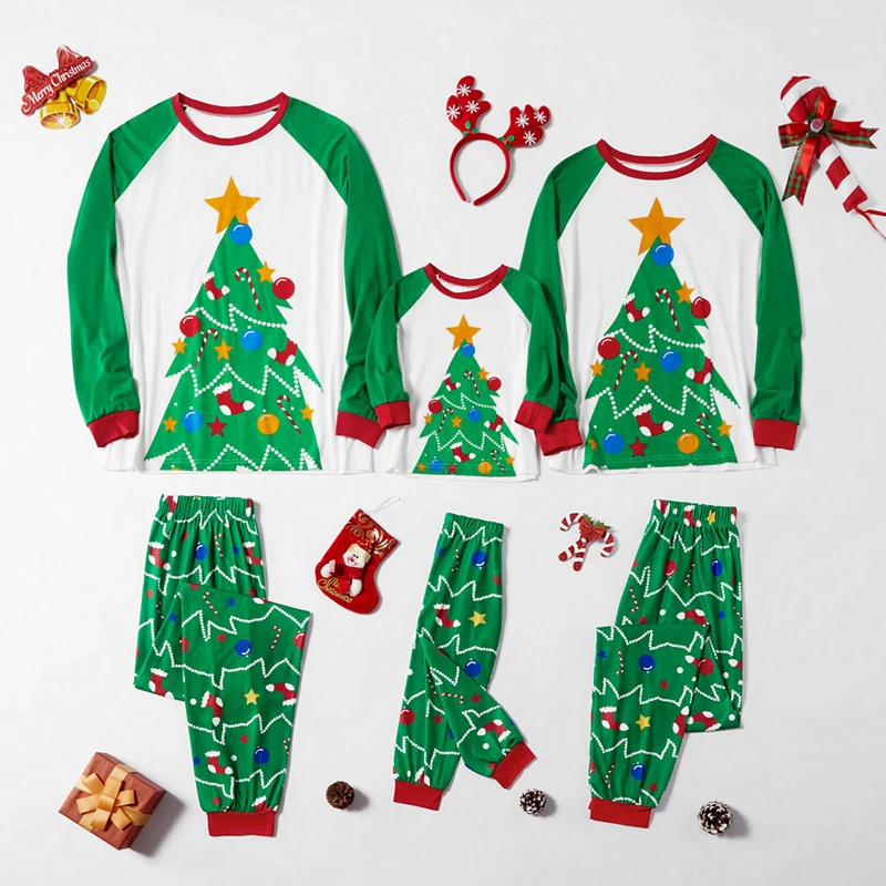 

Christmas Pajamas Set Father Mother Kids Family Matching Pajamas Sets New Christmas Tree Print Two Pieces Sets Nightwear