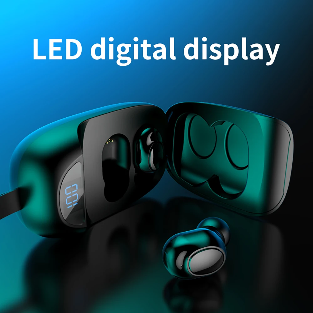 2020 New Bluetooth Wireless Headset 5 0tws Business HD Call Headset Sports Earplug Waterproof In Ear Touch LED Display Headset