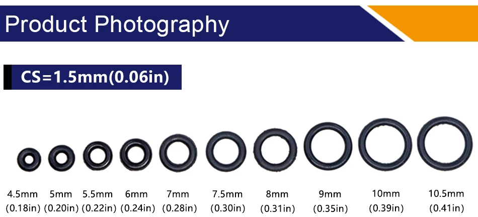 CS 1,5/2,4/4,6 mm O-Ring-Dicke Querschnitt NBR Nitrilkautschuk-Dichtung Gummi-Unterlegscheibe Ring Großhandel in Spezifikationen – Detail 4