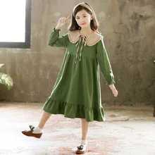 Г. Осеннее длинное платье принцессы для малышей; платья для девочек-подростков; детское платье трапециевидной формы с длинными рукавами; модная повседневная одежда