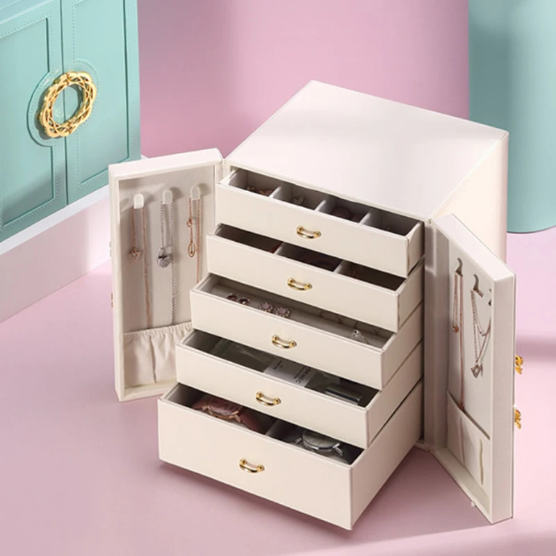

Multi-layer Large-Capacity Jewelry Box European Princess Leather Jewelry Box Jewelry Earrings Storage Box For Girls