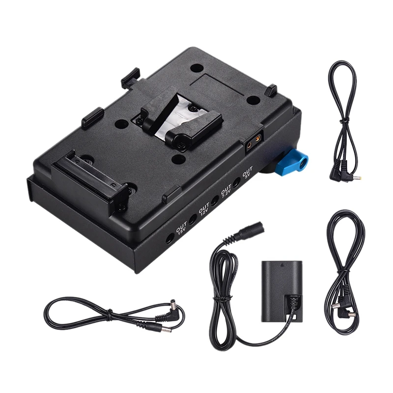 

V Mount V-Lock Battery Plate Adapter with 15Mm Dual Hole Rod Clamp LP-E6 Dummy Battery Adapter for BMCC BMPCC Canon 5D2/5D3/5D4/