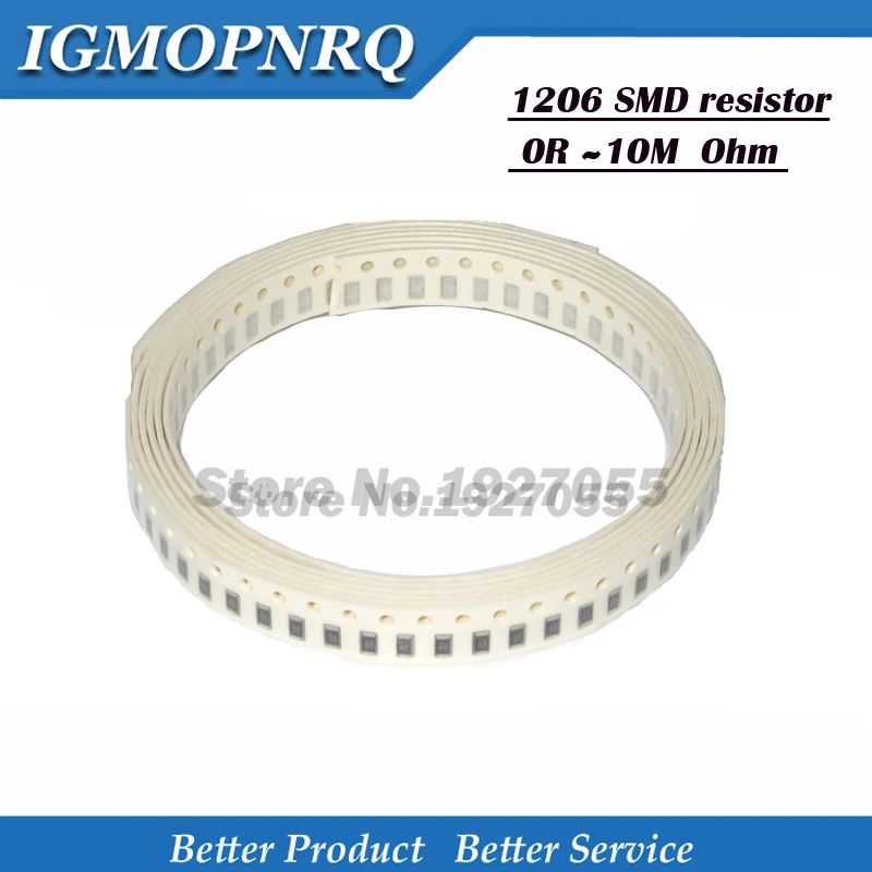 100 шт. 1206 SMD резистор 0R-10 м 1/2W 1K 2,2 K 10K 100K 200K 0R 1R 10R 100R 200R 220R 330R 470R, для детей 0, 1, 10 100 150 220 330 470 Ом