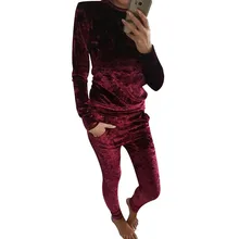 Мятый бархатный женский Блестящий цветной Блейзер, костюм, толстовка, женский спортивный костюм, комплект из 2 предметов, топ+ штаны с завязками