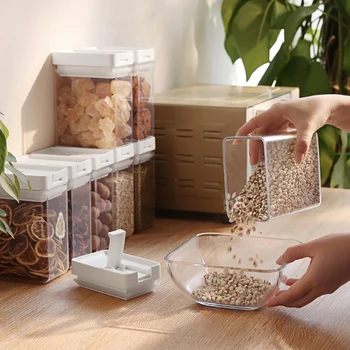 

Food Storage Container Plastic Kitchen Refrigerator Noodle Box Multigrain Storage Tank Transparent Square Storage Tank