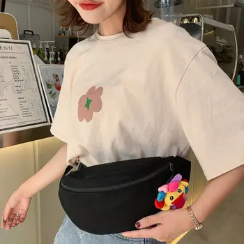 

2020 New Arrival Womens Waist Bag Fanny Pack Canvas Bag Belt Purse Small Purses Phone Key Pouch White Black Yellow Waist Packs