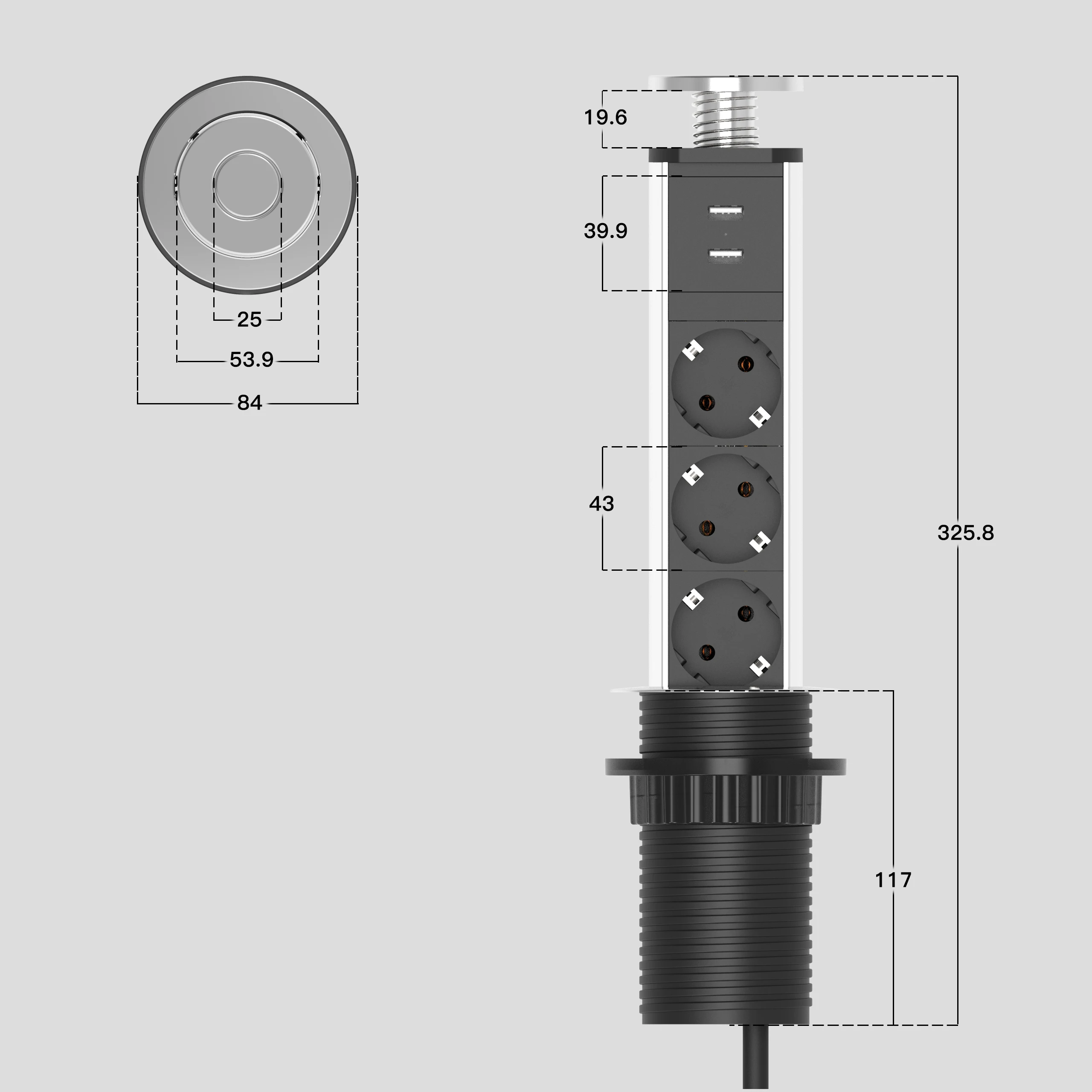 LENGON 16A PULL POP UP 3 розетки питания 2 usb порта зарядки кухонные настольные розетки выдвижные столешницы Столешница EU вилка
