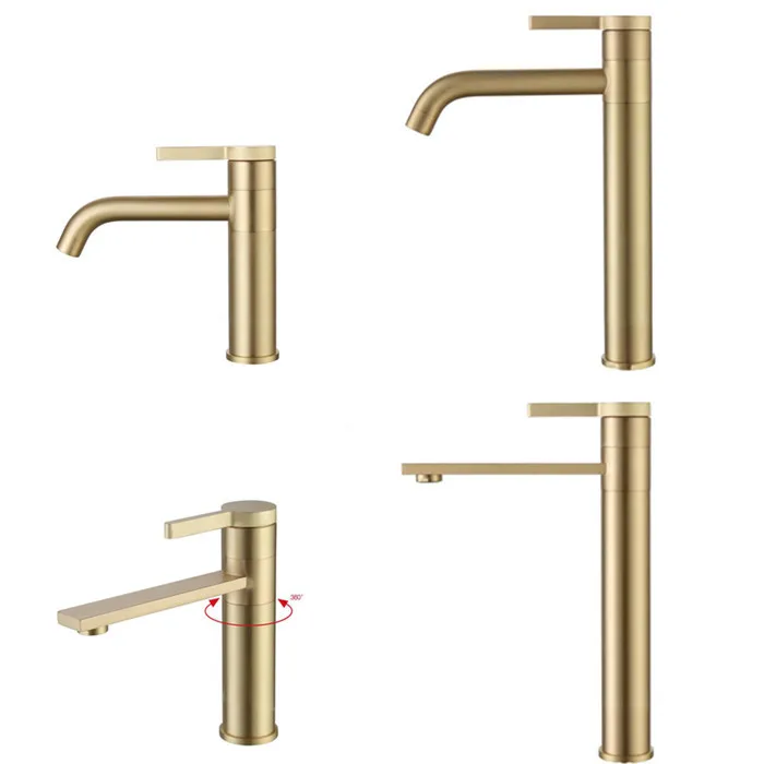 

Bathroom Basin Faucet Sink Mixer Tap Solid Brass Tap Water Faucet Waterfall Brushed Gold Basin Mixer Faucet