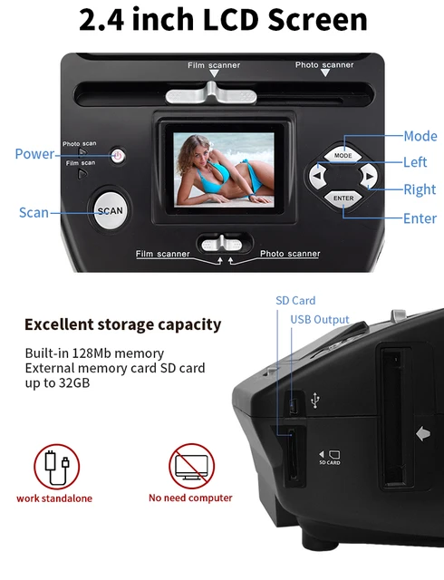16MP Digital Film Scanner, Scanner Diapositives, Multi-Scanner pour Photos,  Diapositives et négatifs, Conversion de Diapositives et de négatifs au  Format numérique, écran LCD 2,4 en destockage et reconditionné chez  DealBurn