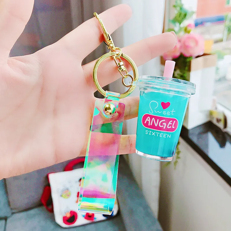 Креативный брелок для ключей Popsicle с блестками, зыбучий песок, жидкий плавающий мягкий напиток, кольцо для ключей на рюкзак, подвеска, подарок для женщин K085