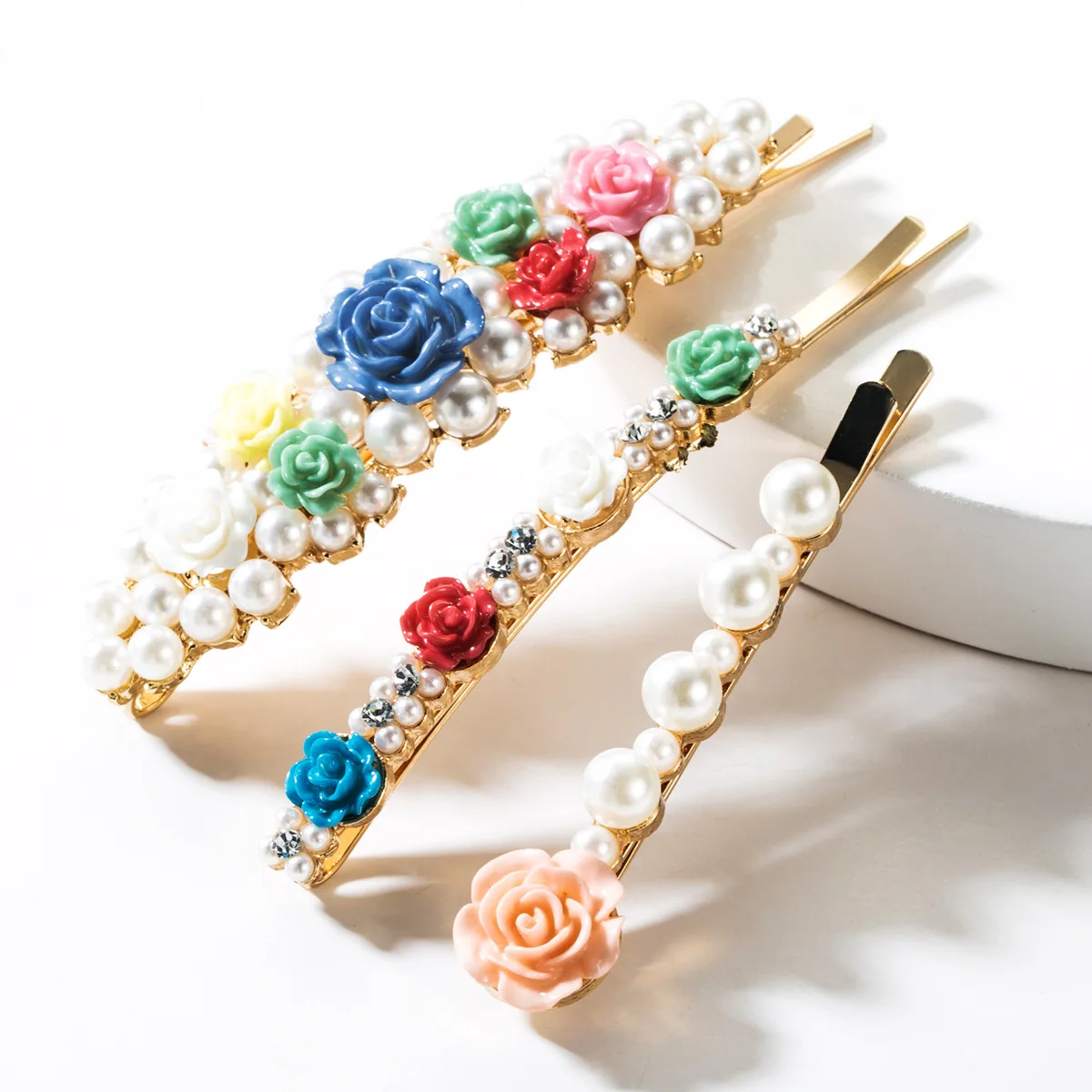Модные радужные хрустальные аксессуары для волос Набор Boho Блестящий CZ Циркон заколки для волос Стразы шпилька зубец Alligat ювелирные изделия - Окраска металла: 3 pcs