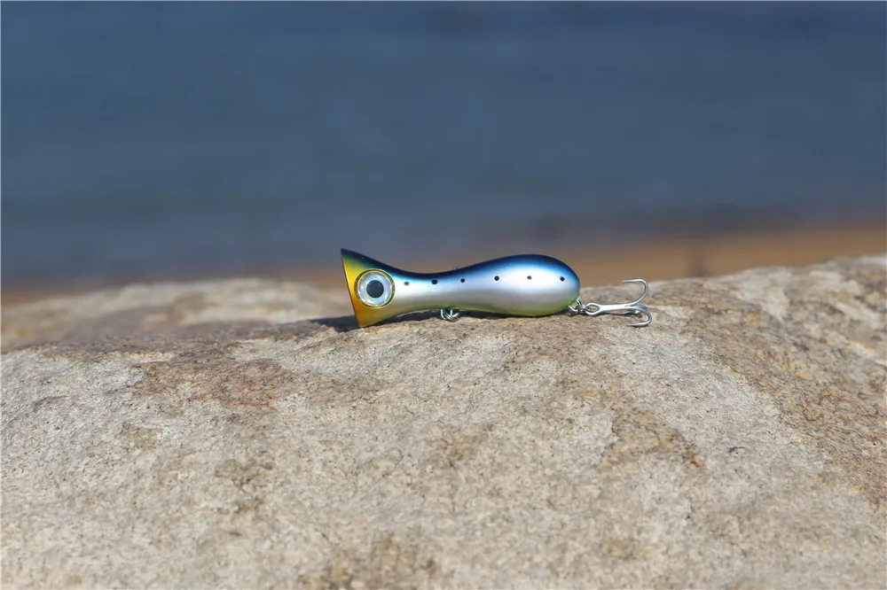 Le fish, большая игровая приманка, 97 мм, 33 г, новинка, Поппер, рыболовные приманки, верхняя водная жесткая приманка, 3D глаза, большой рот, Поппер, приманка с крюком VMC 9626 - Color: Color B
