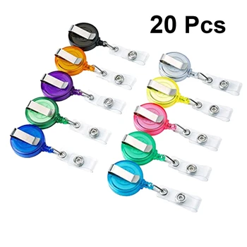 

20pcs Retractable ID Badge Reel Badge Holder Reel Clip on Card Holders with Clip(Random Color)