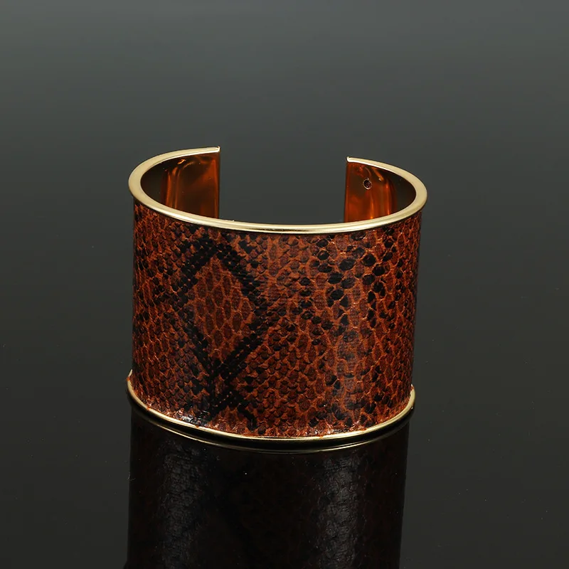 New Punk Leather Snake Print Big Bracelets For Women Bohemian Leopard Wide Cuff Bracelet&Bangle Fashion Jewelry Gifts