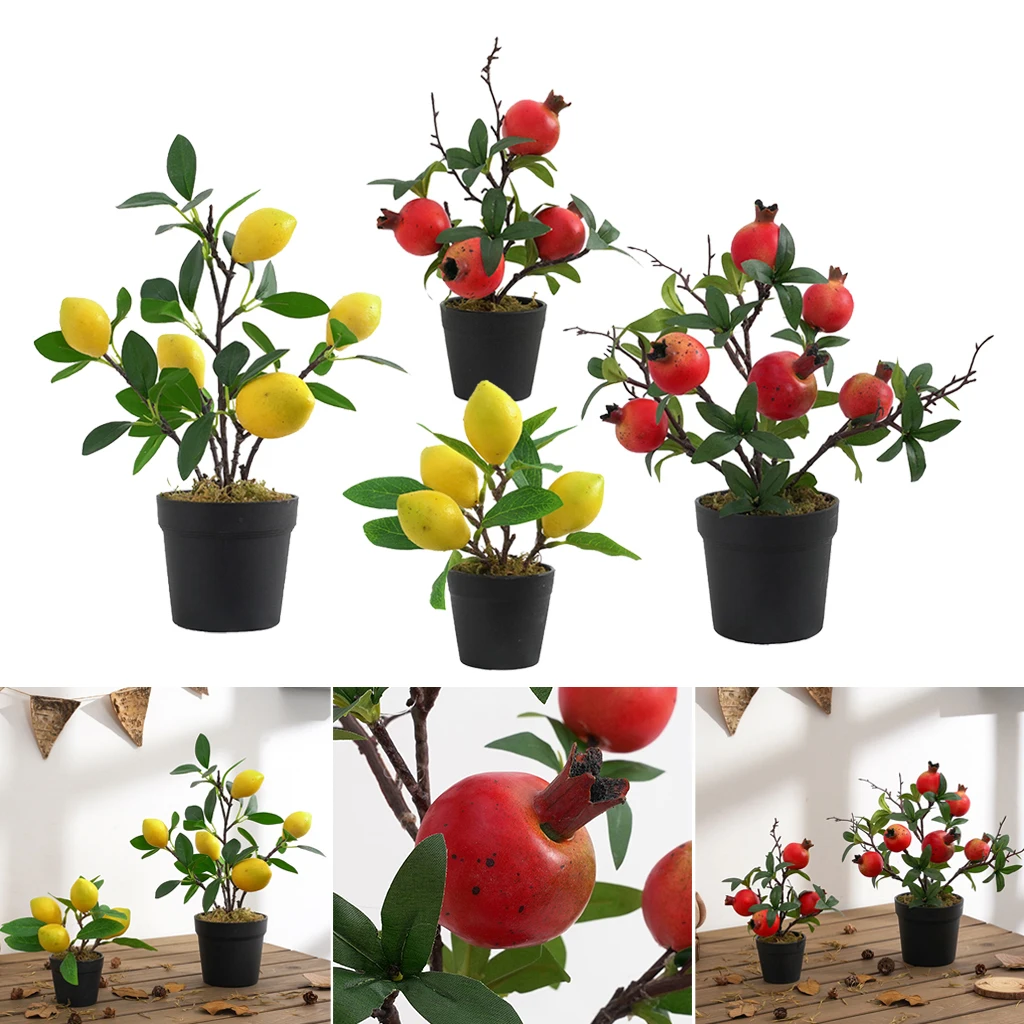 Artificial Fruit Pomegranate Or Lemon Tree Bonsai For Wedding Party Decoration