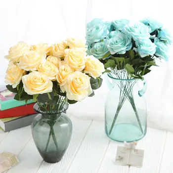 

10Heads Home Decorative Artificial Rose Flowers Wedding Bride Bouquet DIY Flower for Home Valentine's Day Decoration