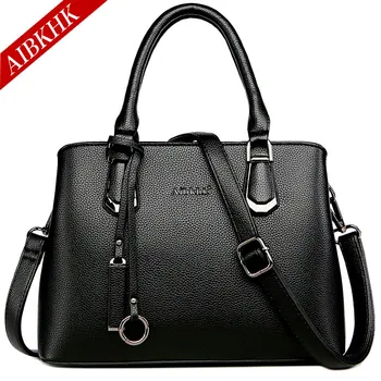 

Leather Handbag Middle-aged WOMEN'S Bag Shoulder Mommy Bag