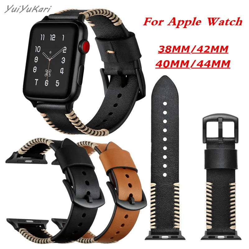 Роскошный кожаный ремешок для apple Watch band 4(iwatch 5) 44 мм 40 мм apple watch 3 2 1 ремешок 42 мм 38 мм кожаный браслет Ремешки для наручных часов