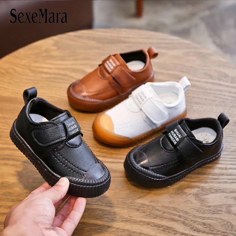 Chaussures en cuir Style anglais pour bébés, baskets blanches pour